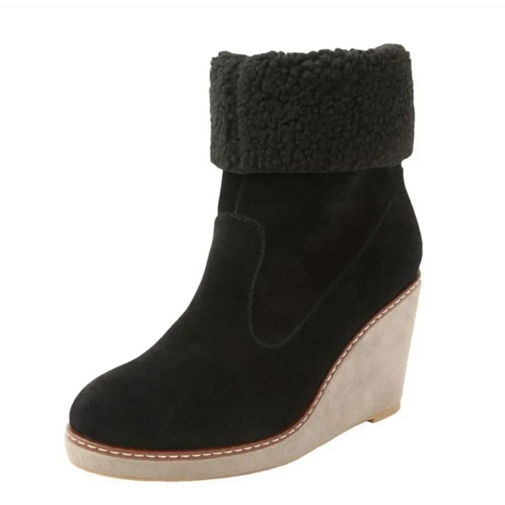 Kensie Women's Holliston Suede Cold Weather Wedge Boots - 10